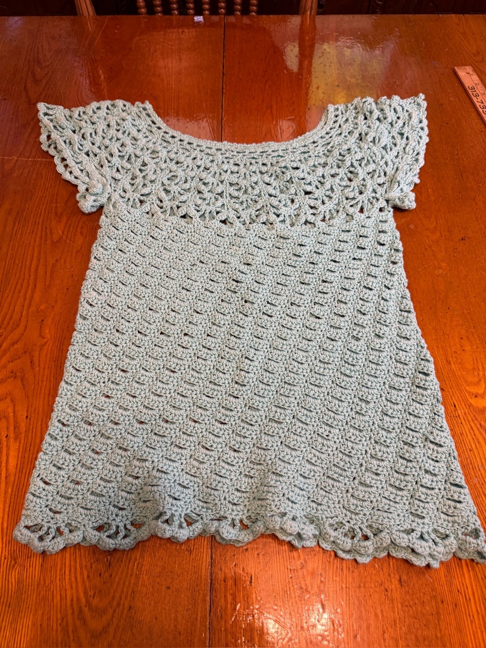 Handmade Crochet Women's Top - Light Seafoam Green